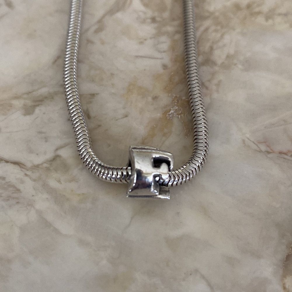 925 Sterling Silver Init”F” Charm Bead